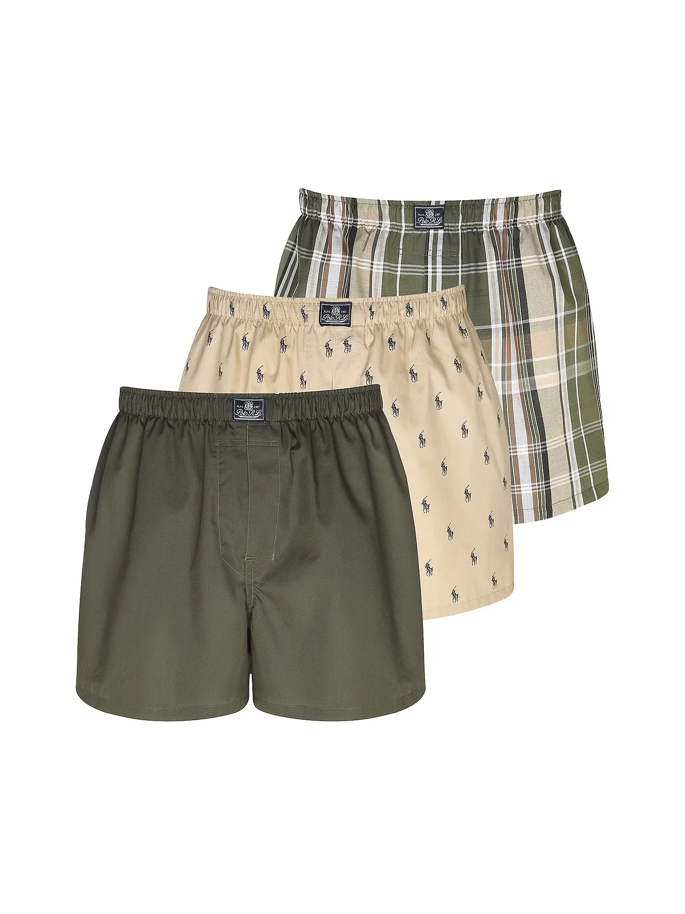 POLO RALPH LAUREN | Boxershorts 3er Pkg wht tile ryl tile black | olive